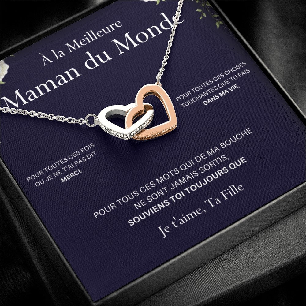 ONEMOM • Collier Déclaration Maman Double Cœur Version Femme - Lehnaa