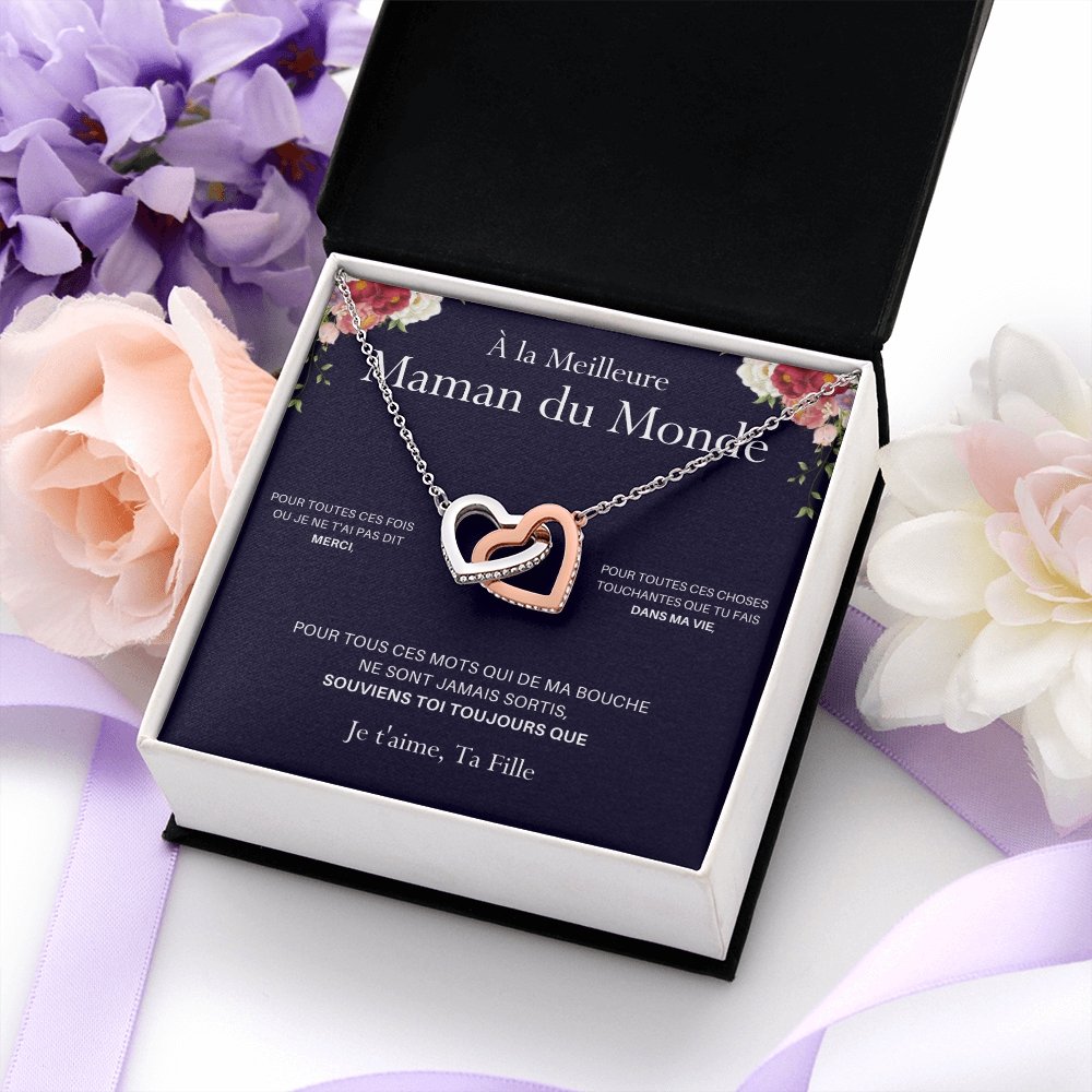 ONEMOM • Collier Déclaration Maman Double Cœur Version Femme - Lehnaa
