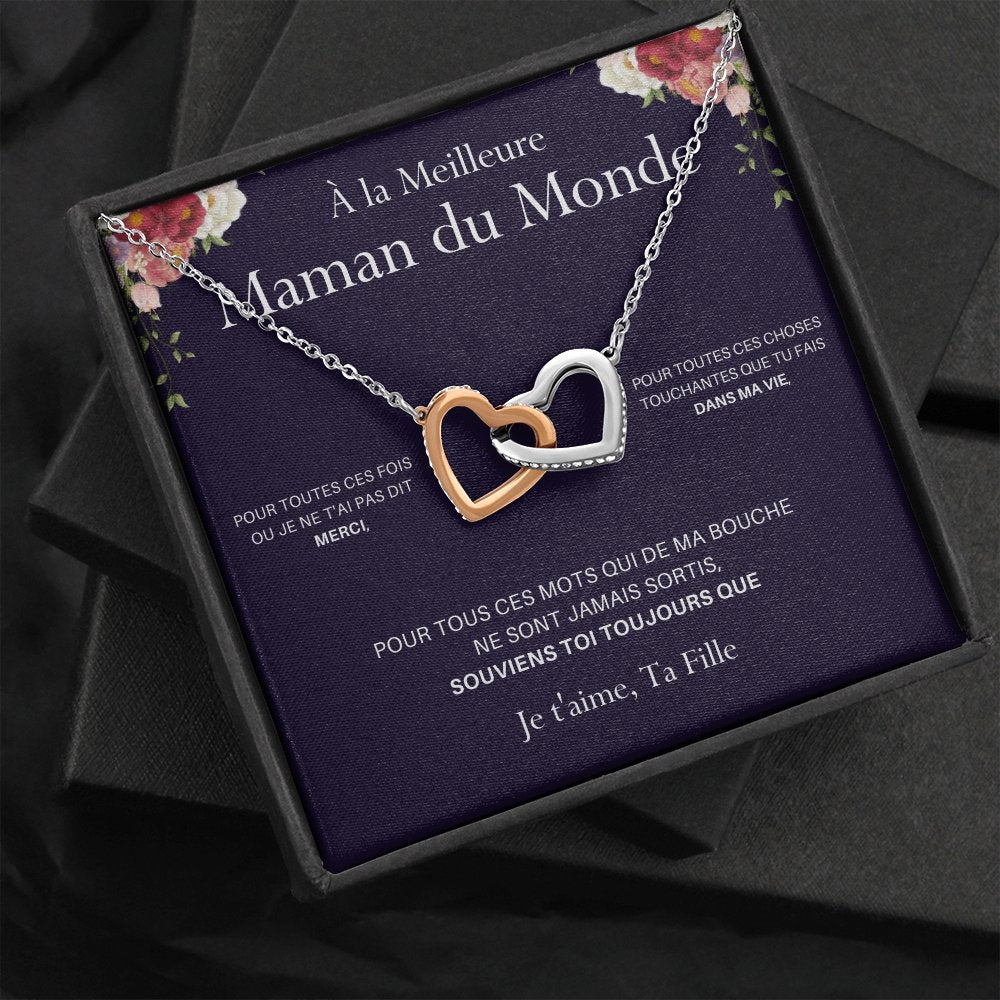 ONEMOM • Collier Déclaration Maman Double Cœur Version Femme - Lehnaa