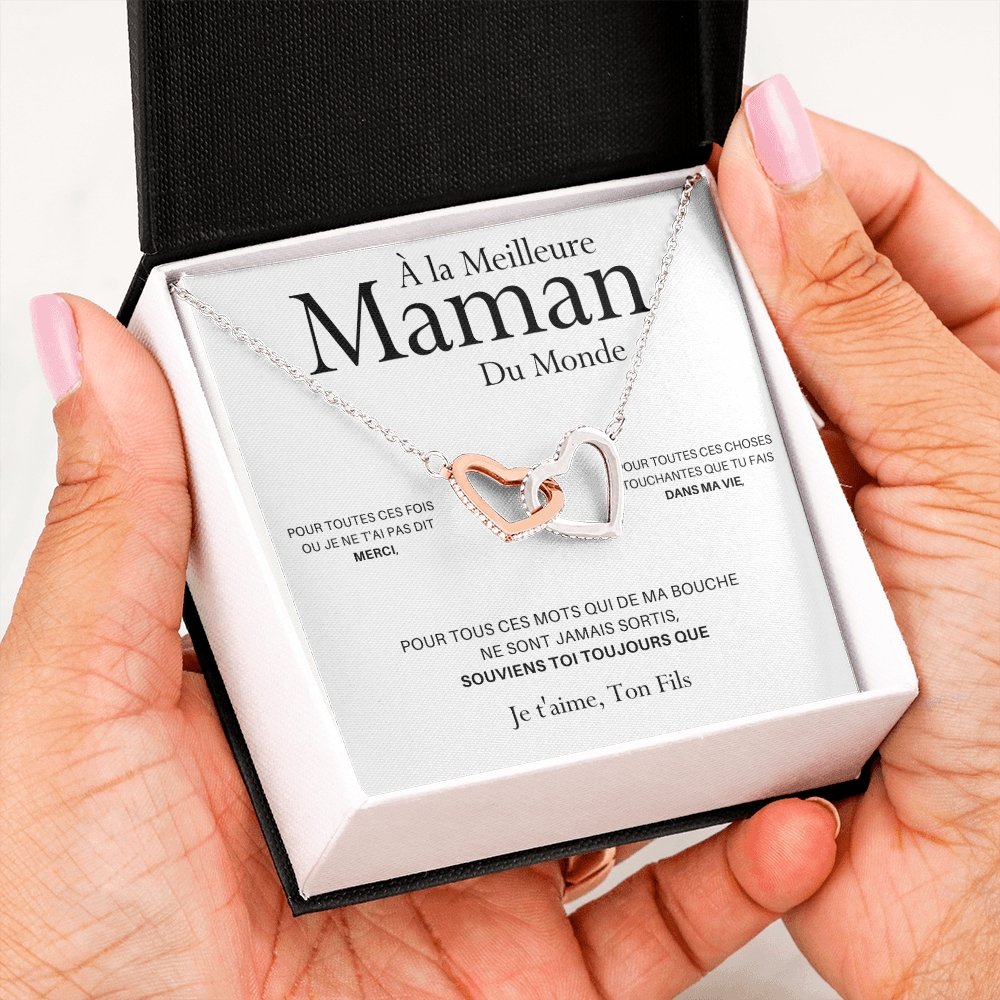 ONEMOM • Collier Déclaration Maman Double Cœur Version Homme - Lehnaa