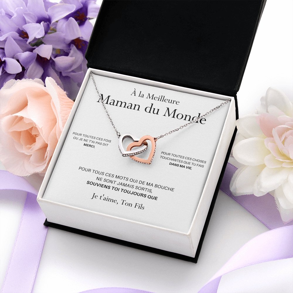 ONEMOM • Collier Déclaration Maman Double Cœur Version Homme - Lehnaa
