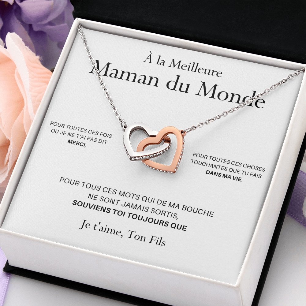 ONEMOM • Collier Déclaration Maman Double Cœur Version Homme - Lehnaa