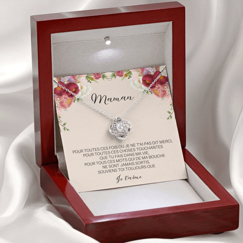 ONEMOM • Collier Déclaration Maman Noeud d'Amour - Lehnaa