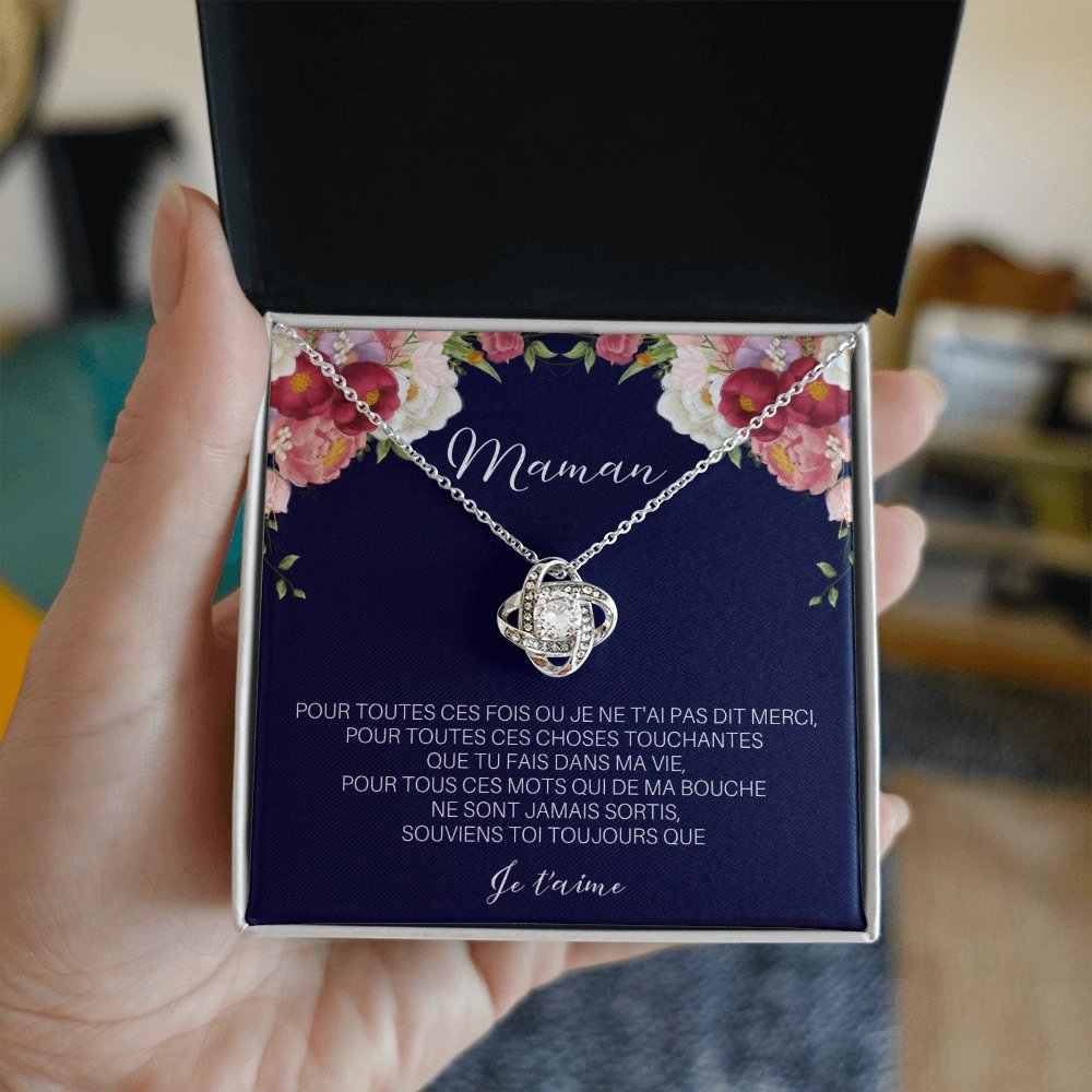 ONEMOM • Collier Déclaration Maman Noeud d'Amour - Lehnaa