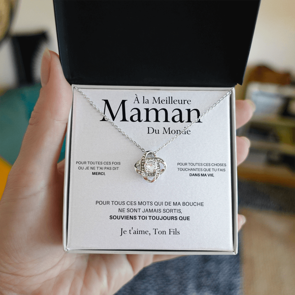 ONEMOM • Collier Déclaration Maman Noeud d'Amour Version Homme - Lehnaa