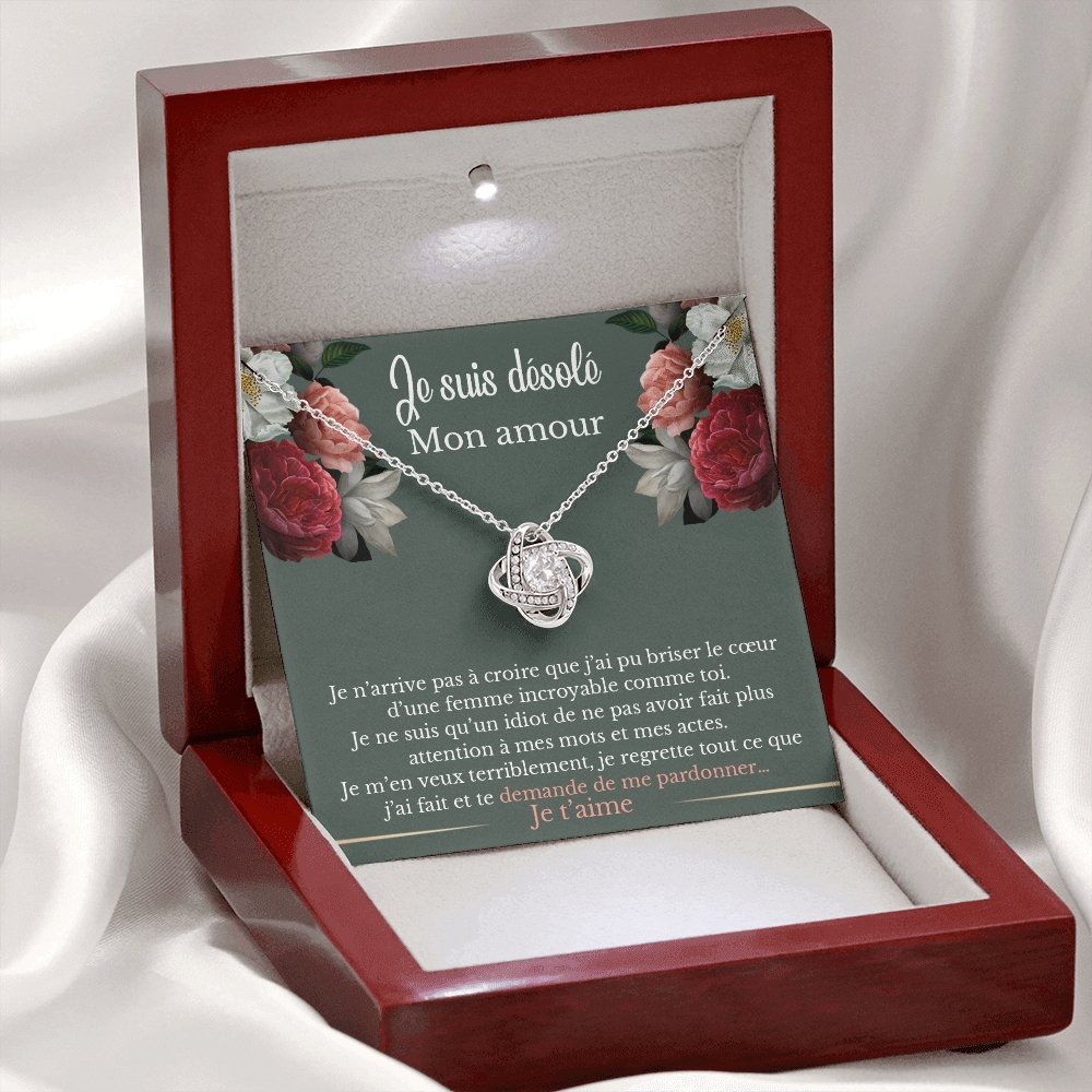 SORRY • Collier D'excuse Double Cœur Noeud d'Amour - Lehnaa